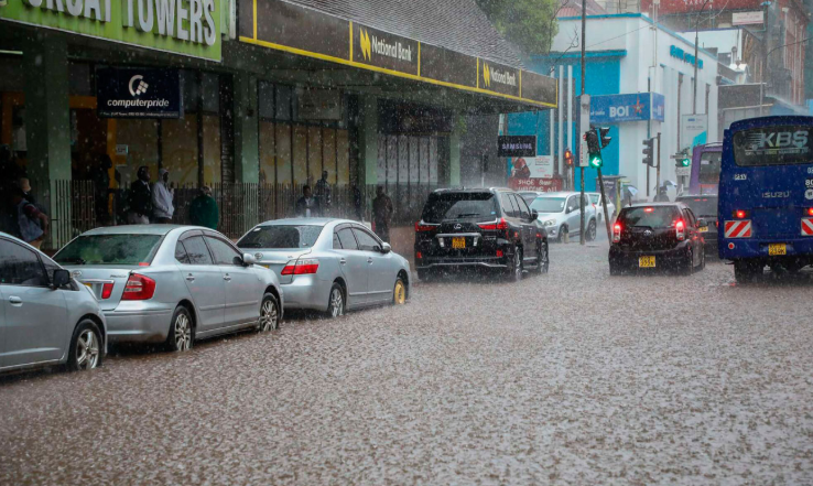 A flooded street in Nairobi